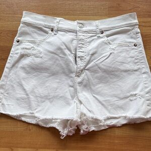 Express White Distressed Denim Jean Shorts